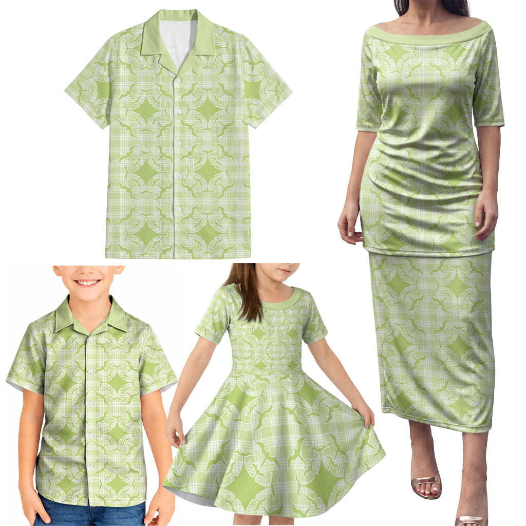 Omaomao Hawaii Iwa Bird Palaka Motifs Family Matching Puletasi and Hawaiian Shirt LT14 - Polynesian Pride