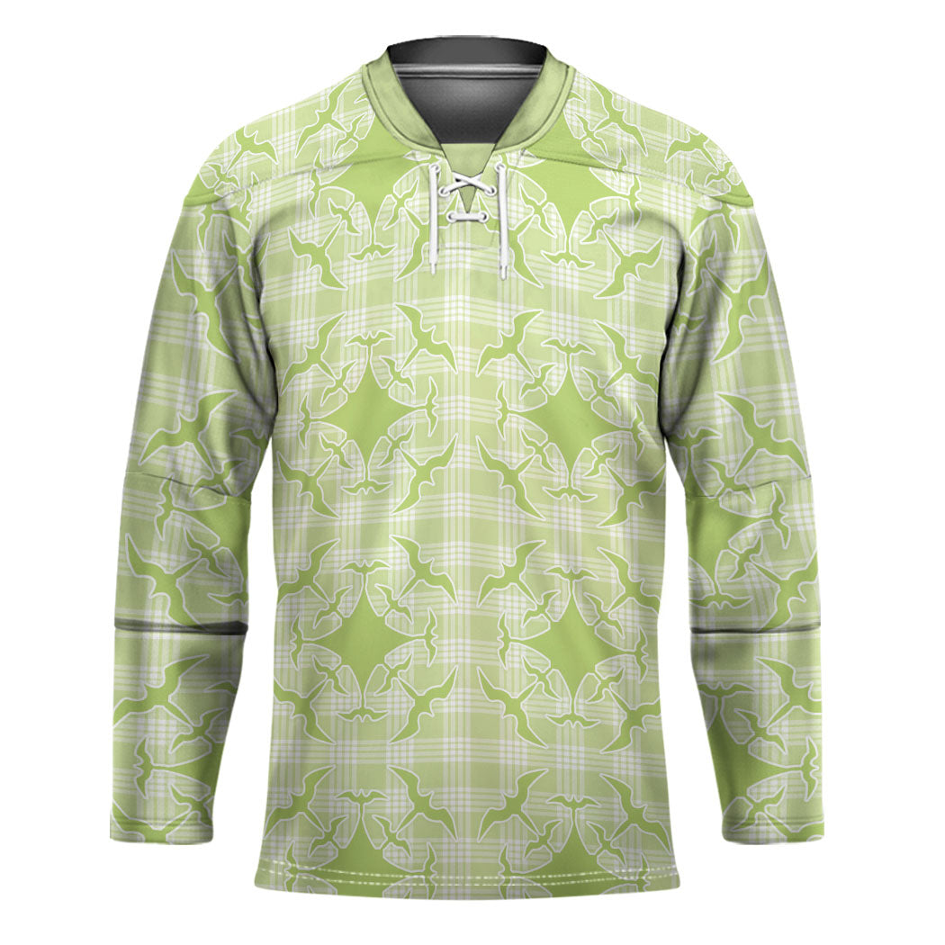 Omaomao Hawaii Iwa Bird Palaka Motifs Hockey Jersey LT14 Unisex Green - Polynesian Pride