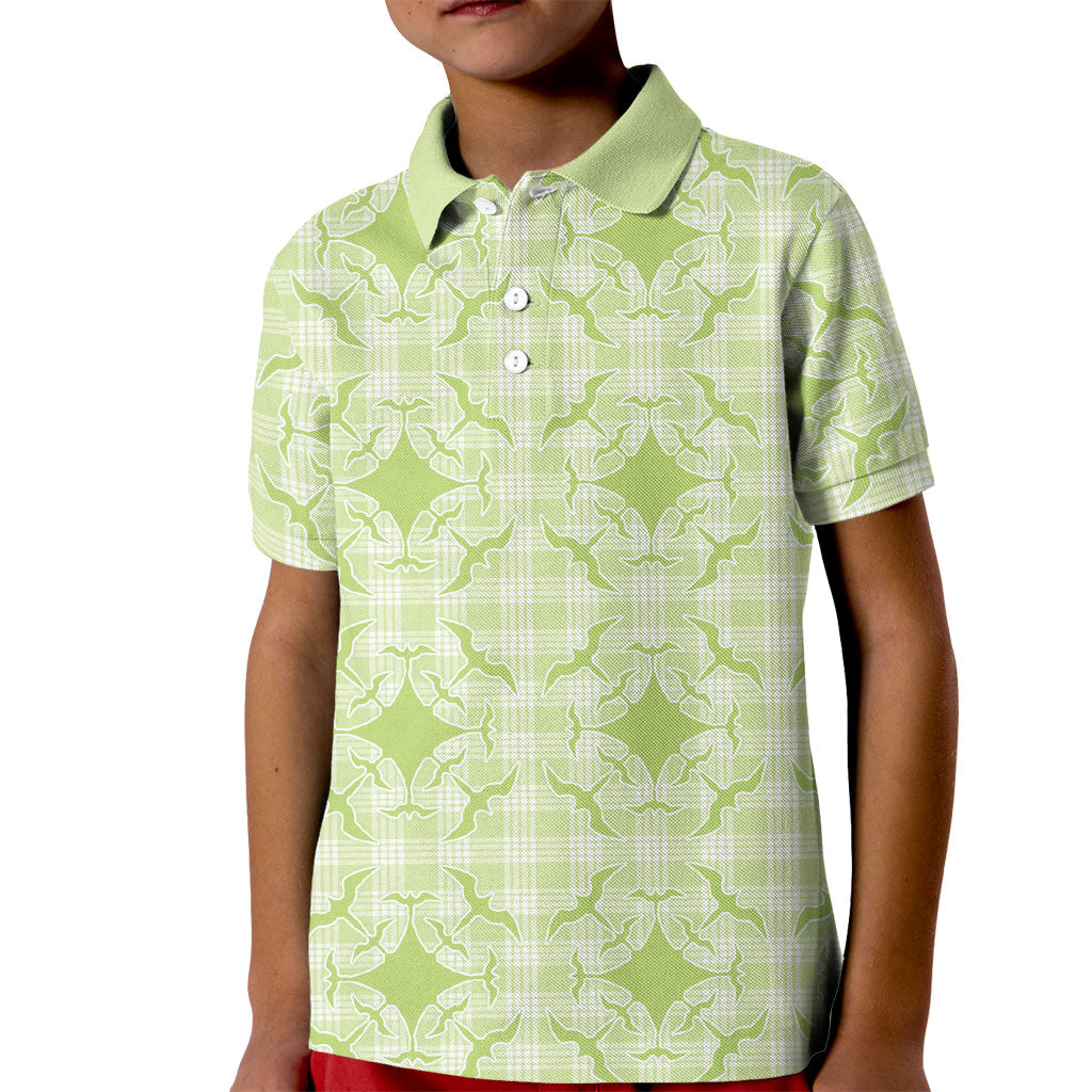 Omaomao Hawaii Iwa Bird Palaka Motifs Kid Polo Shirt LT14 Kid Green - Polynesian Pride