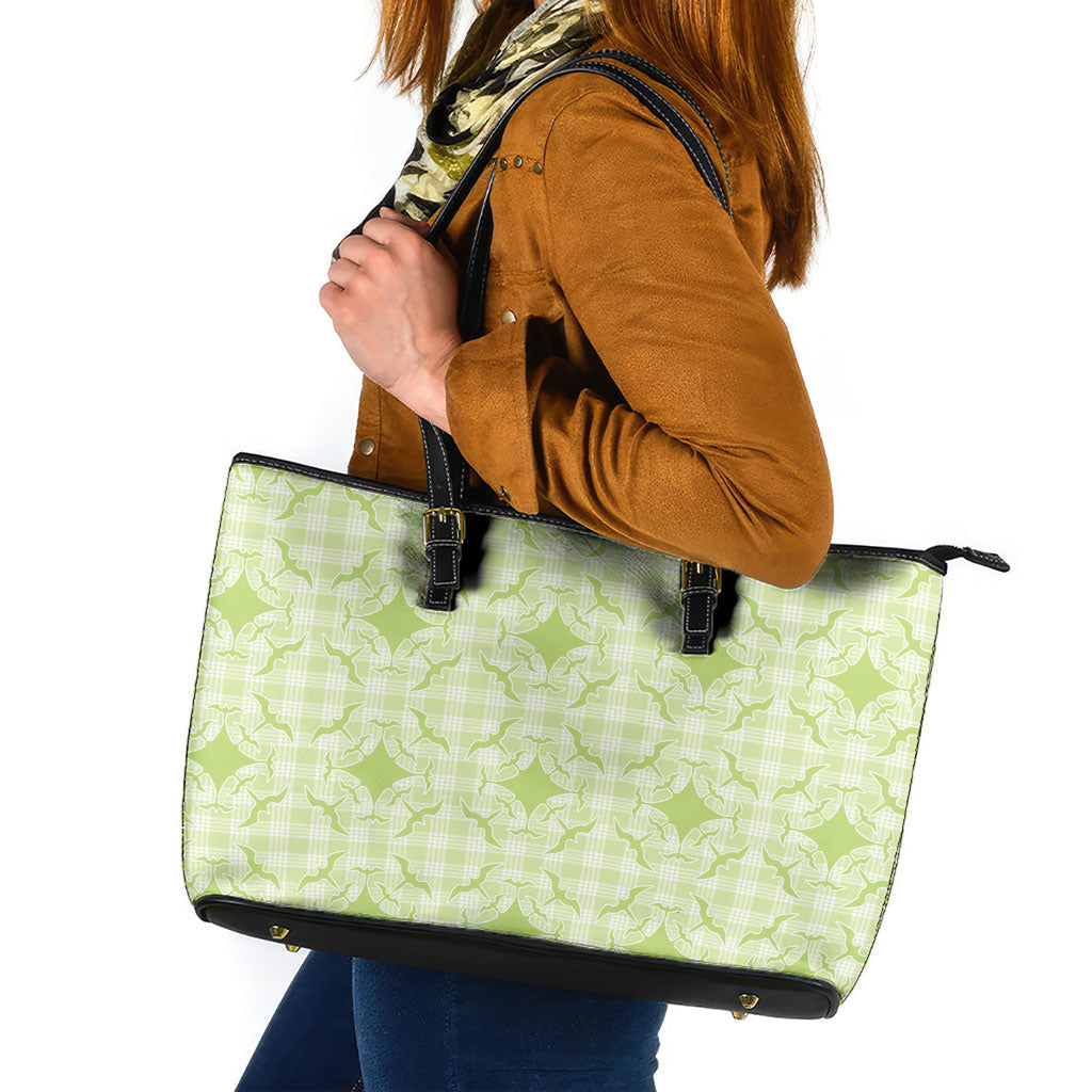Omaomao Hawaii Iwa Bird Palaka Motifs Leather Tote Bag LT14 Green - Polynesian Pride