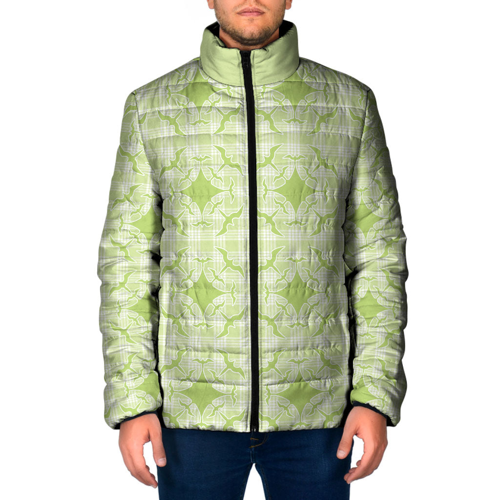 Omaomao Hawaii Iwa Bird Palaka Motifs Padded Jacket LT14 Men Green - Polynesian Pride