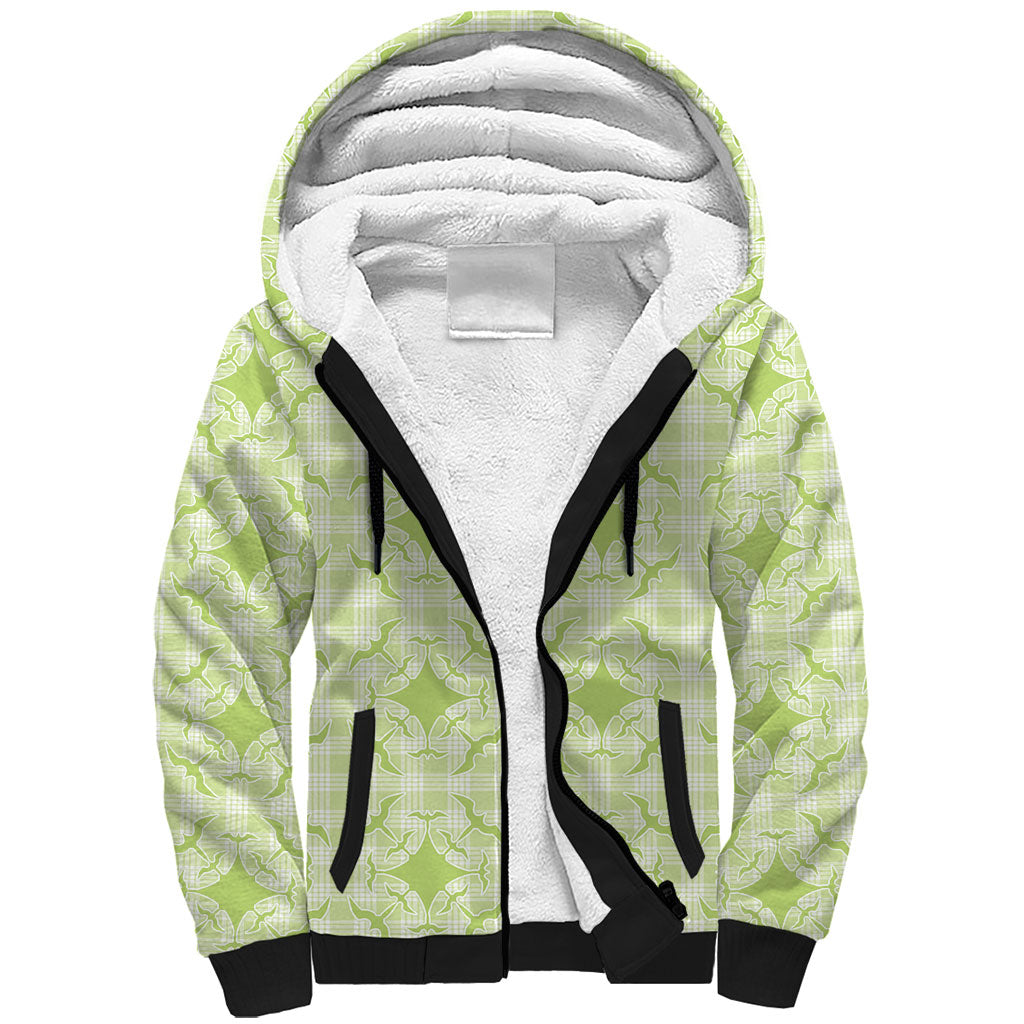 Omaomao Hawaii Iwa Bird Palaka Motifs Sherpa Hoodie LT14 Unisex Green - Polynesian Pride