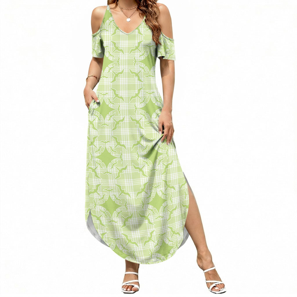Omaomao Hawaii Iwa Bird Palaka Motifs Summer Maxi Dress
