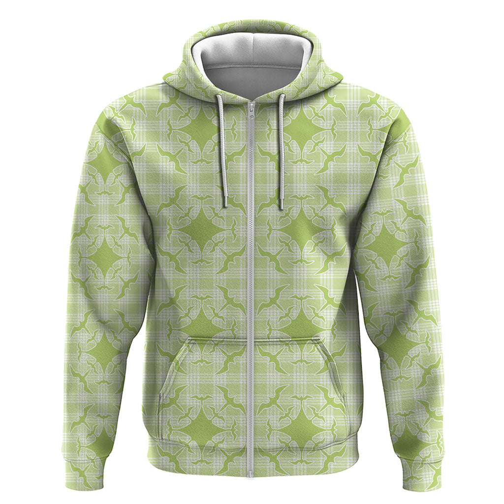 Omaomao Hawaii Iwa Bird Palaka Motifs Zip Hoodie LT14 Zip Hoodie Green - Polynesian Pride