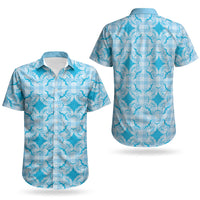 Polu Hawaii Iwa Bird Palaka Motifs Couples Matching Off Shoulder Short Dress and Hawaiian Shirt LT14 - Polynesian Pride
