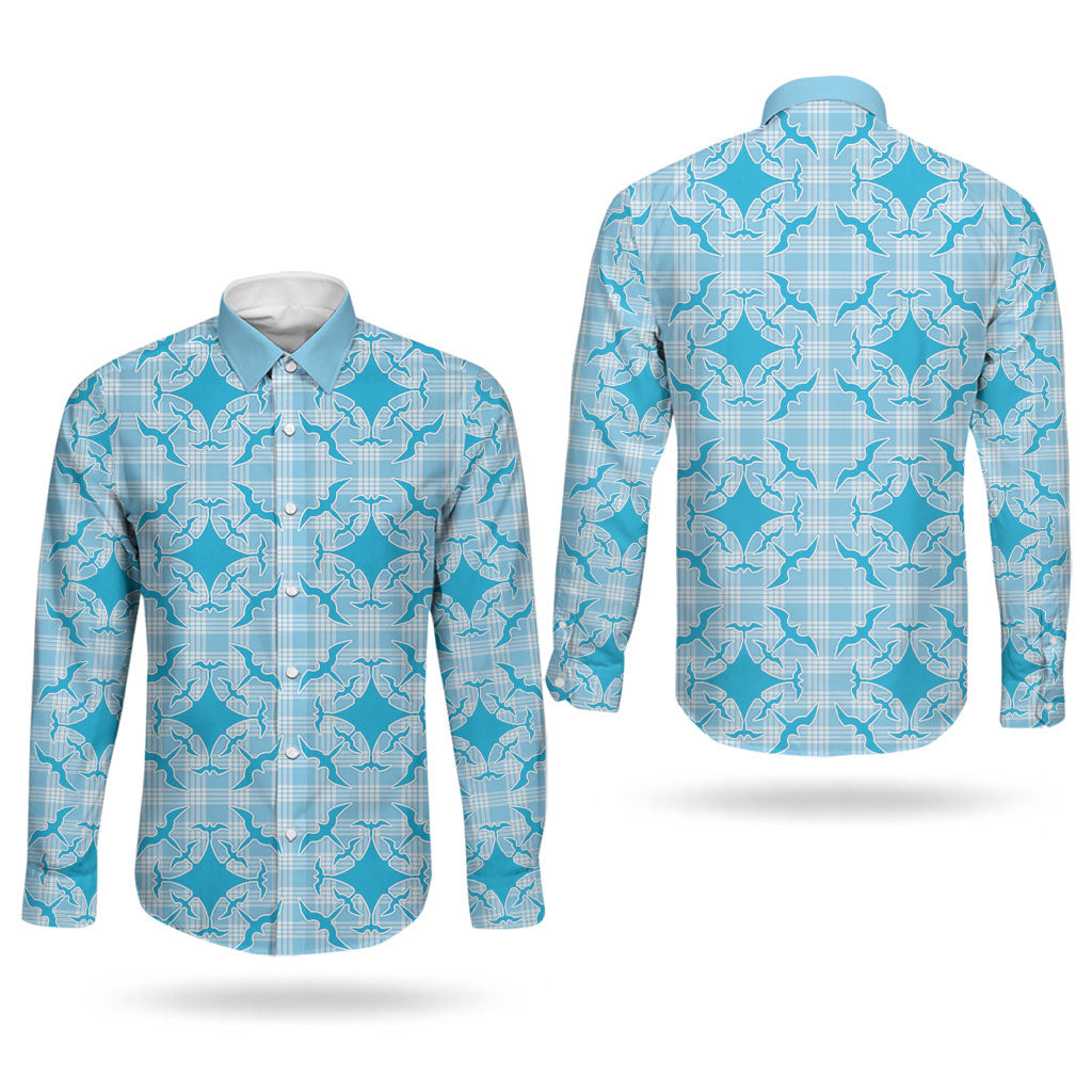 Polu Hawaii Iwa Bird Palaka Motifs Couples Matching Short Sleeve Bodycon Dress and Long Sleeve Button Shirt LT14 - Polynesian Pride