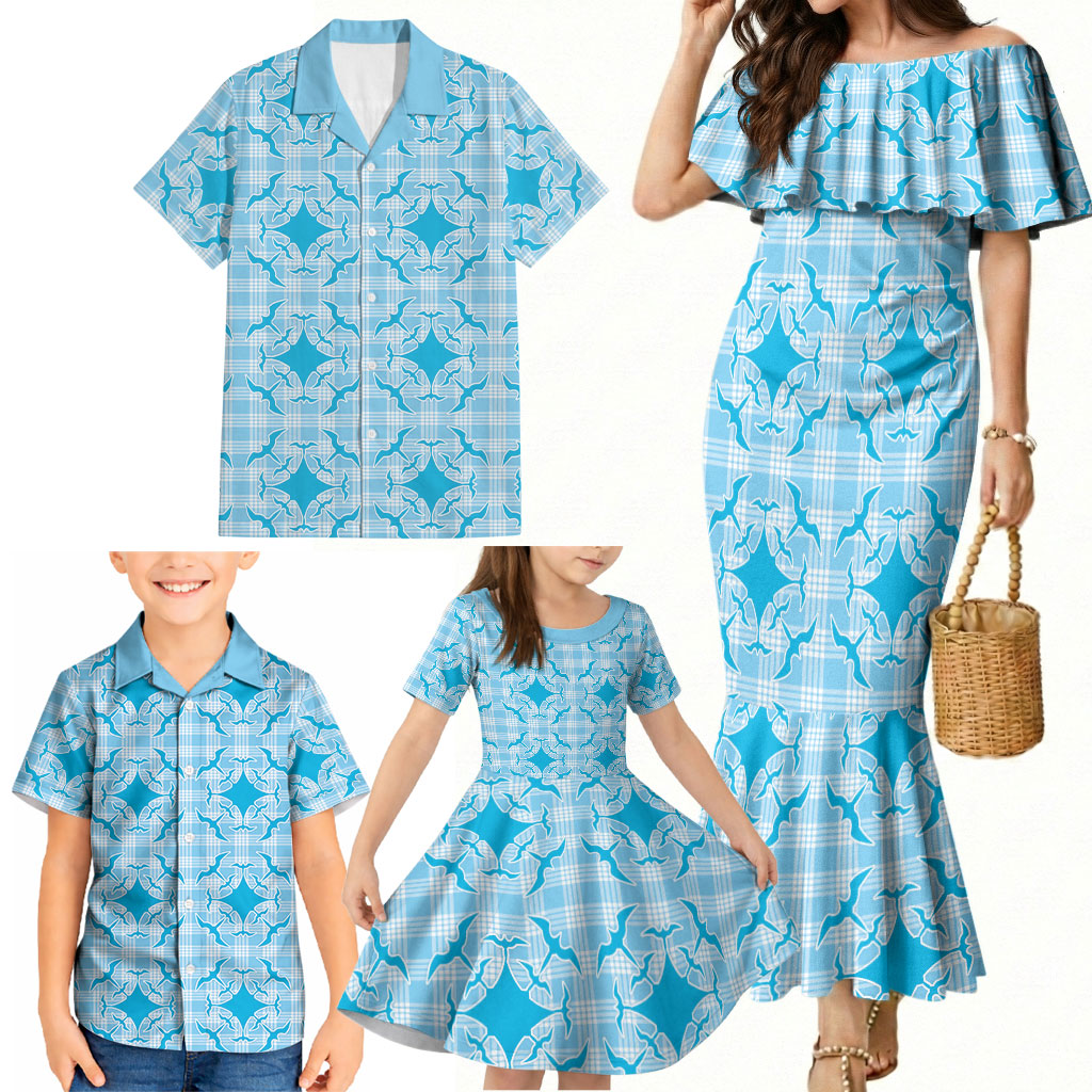 Polu Hawaii Iwa Bird Palaka Motifs Family Matching Mermaid Dress and Hawaiian Shirt LT14 - Polynesian Pride