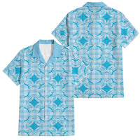 Polu Hawaii Iwa Bird Palaka Motifs Family Matching Mermaid Dress and Hawaiian Shirt LT14 Dad's Shirt - Short Sleeve Blue - Polynesian Pride