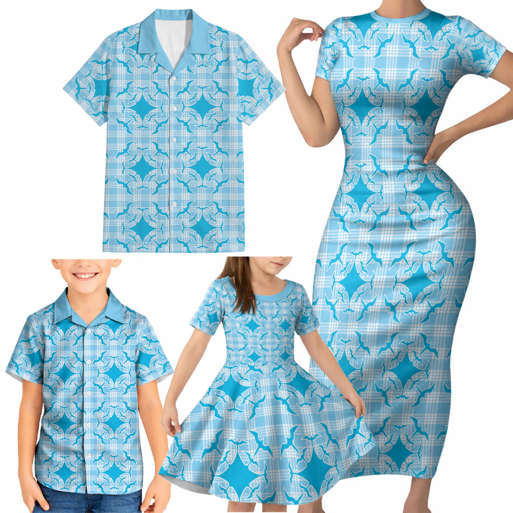 Polu Hawaii Iwa Bird Palaka Motifs Family Matching Short Sleeve Bodycon Dress and Hawaiian Shirt LT14 - Polynesian Pride