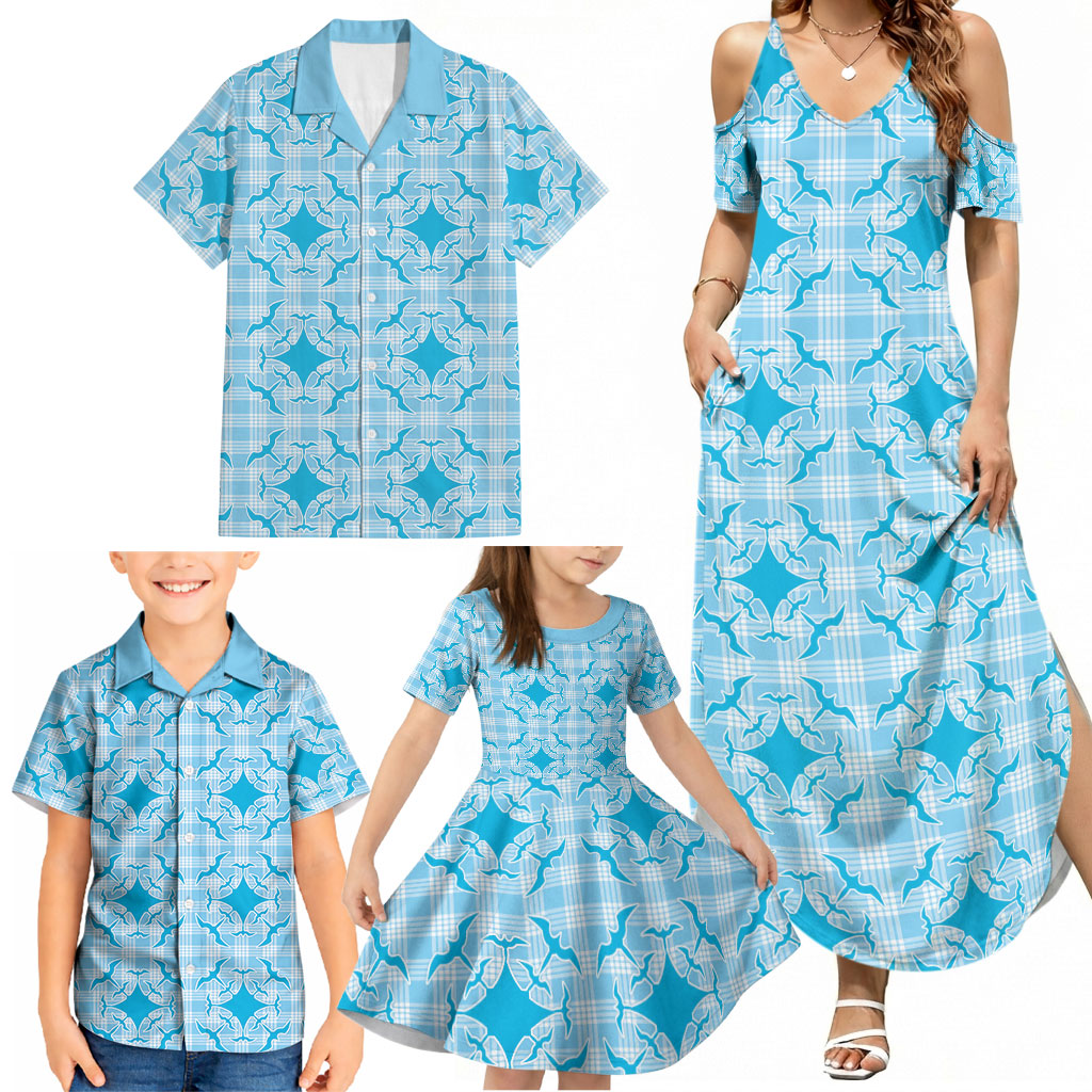 Polu Hawaii Iwa Bird Palaka Motifs Family Matching Summer Maxi Dress and Hawaiian Shirt LT14 - Polynesian Pride