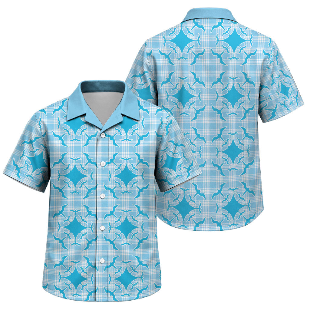 Polu Hawaii Iwa Bird Palaka Motifs Family Matching Summer Maxi Dress and Hawaiian Shirt LT14 Son's Shirt Blue - Polynesian Pride