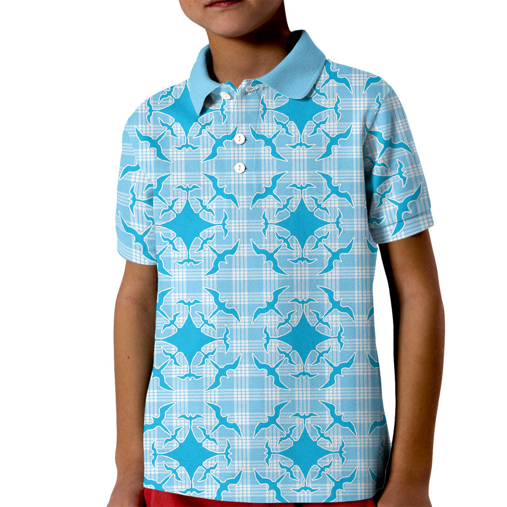 Polu Hawaii Iwa Bird Palaka Motifs Kid Polo Shirt LT14 Kid Blue - Polynesian Pride
