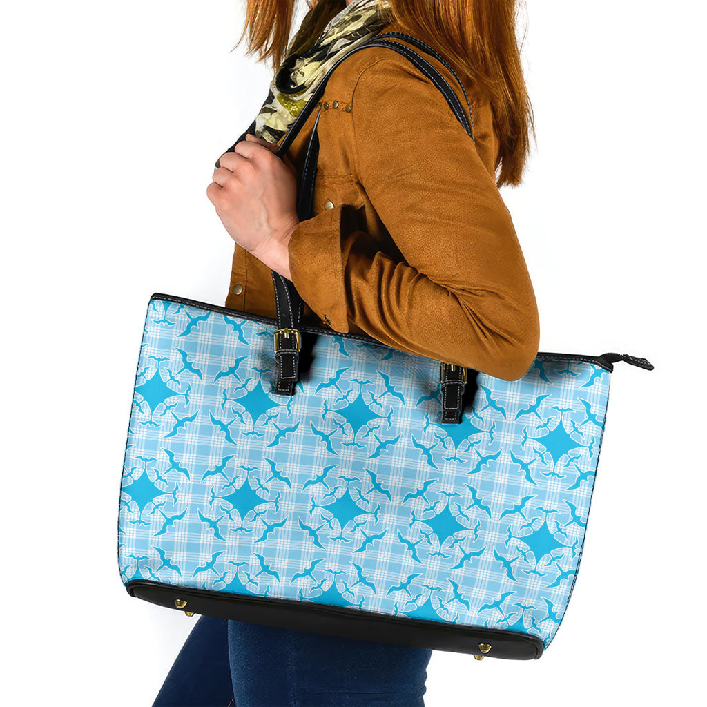 Polu Hawaii Iwa Bird Palaka Motifs Leather Tote Bag LT14 Blue - Polynesian Pride