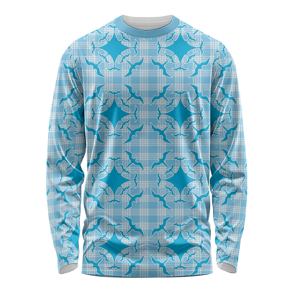 Polu Hawaii Iwa Bird Palaka Motifs Long Sleeve Shirt LT14 Unisex Blue - Polynesian Pride