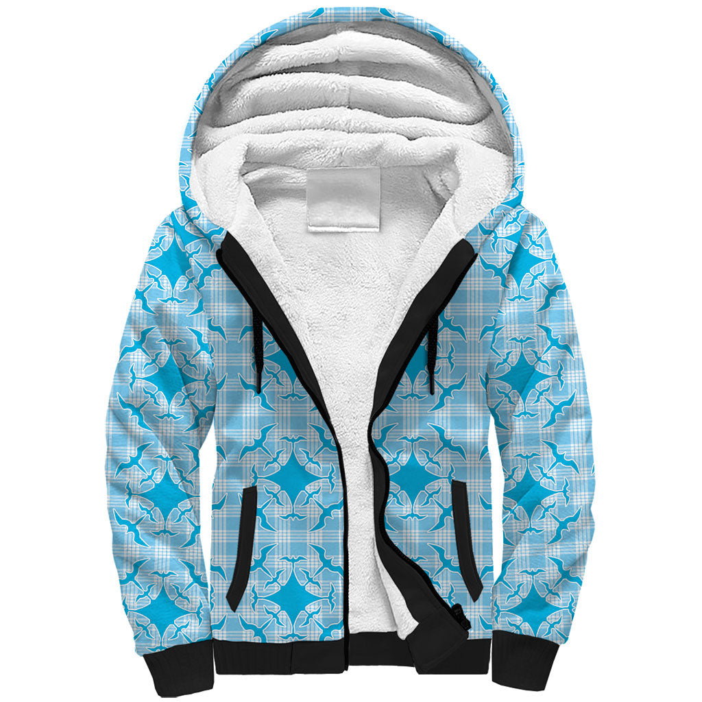 Polu Hawaii Iwa Bird Palaka Motifs Sherpa Hoodie LT14 Unisex Blue - Polynesian Pride
