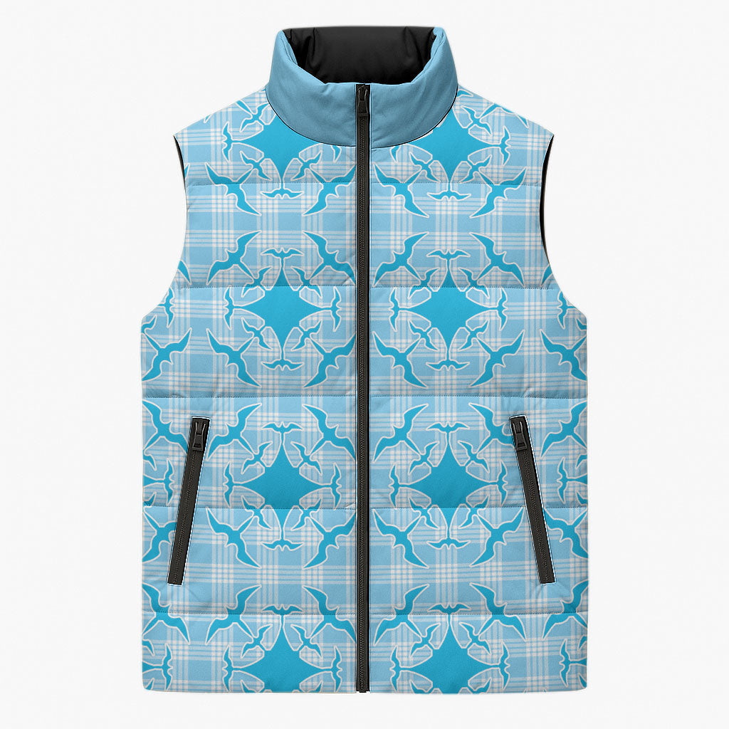 Polu Hawaii Iwa Bird Palaka Motifs Sleeveless Puffer Jacket LT14 Unisex Blue - Polynesian Pride