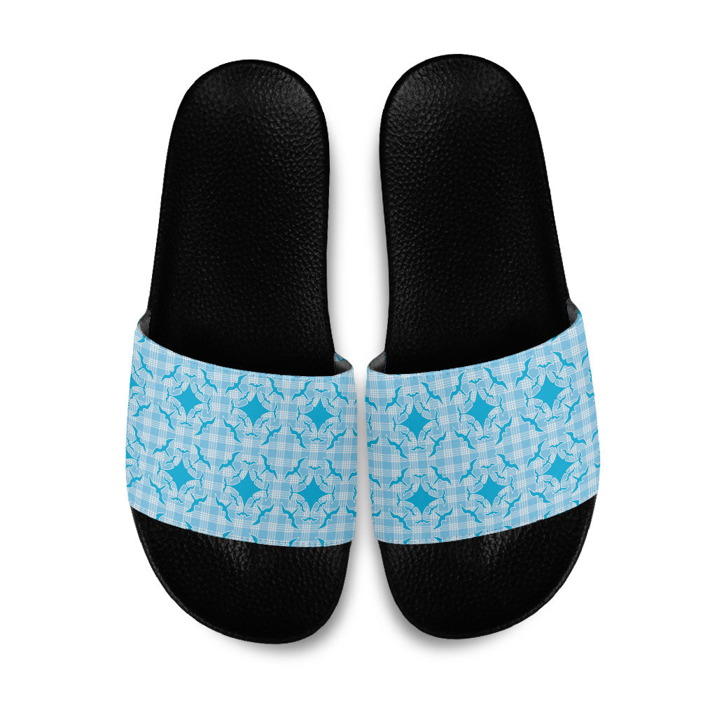 Polu Hawaii Iwa Bird Palaka Motifs Slide Sandals LT14 Blue - Polynesian Pride