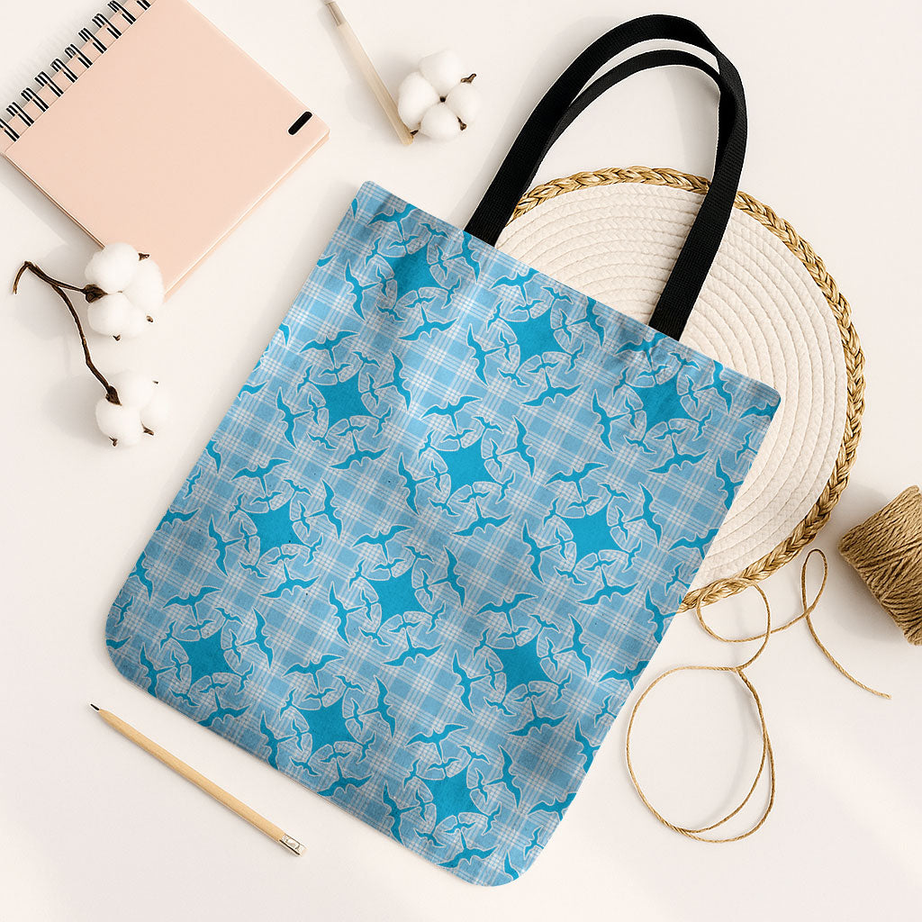 Polu Hawaii Iwa Bird Palaka Motifs Tote Bag LT14 Black Strap One Size Blue - Polynesian Pride