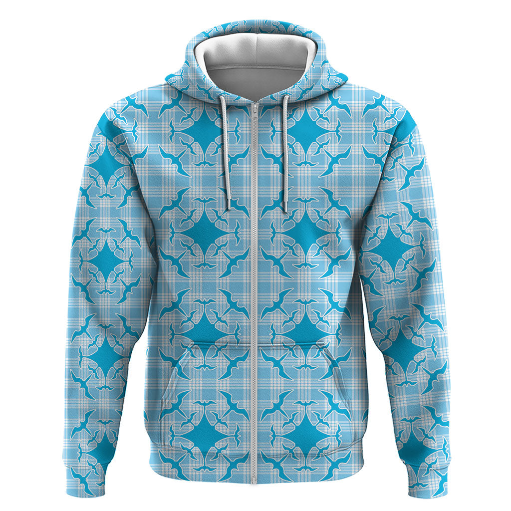 Polu Hawaii Iwa Bird Palaka Motifs Zip Hoodie LT14 Zip Hoodie Blue - Polynesian Pride