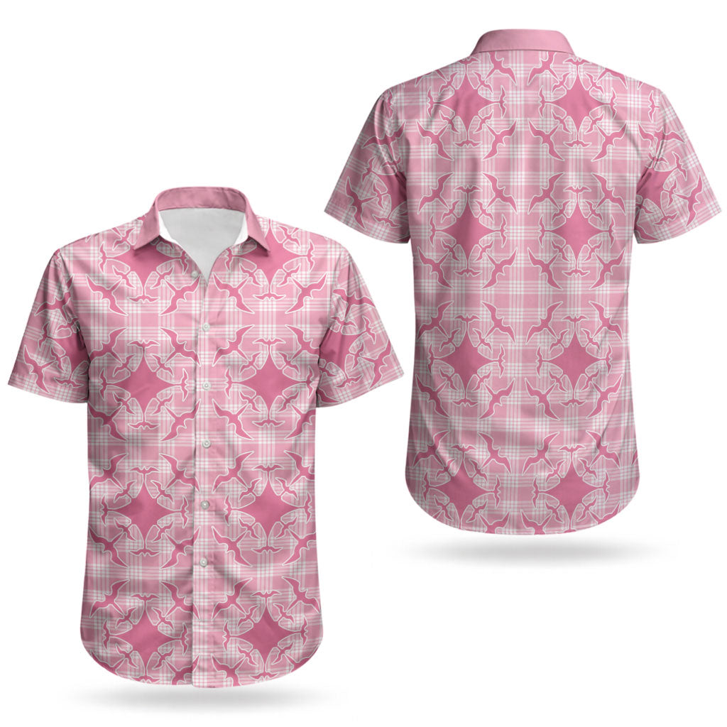 Alaka Hawaii Iwa Bird Palaka Motifs Couples Matching Off The Shoulder Long Sleeve Dress and Hawaiian Shirt LT14 - Polynesian Pride