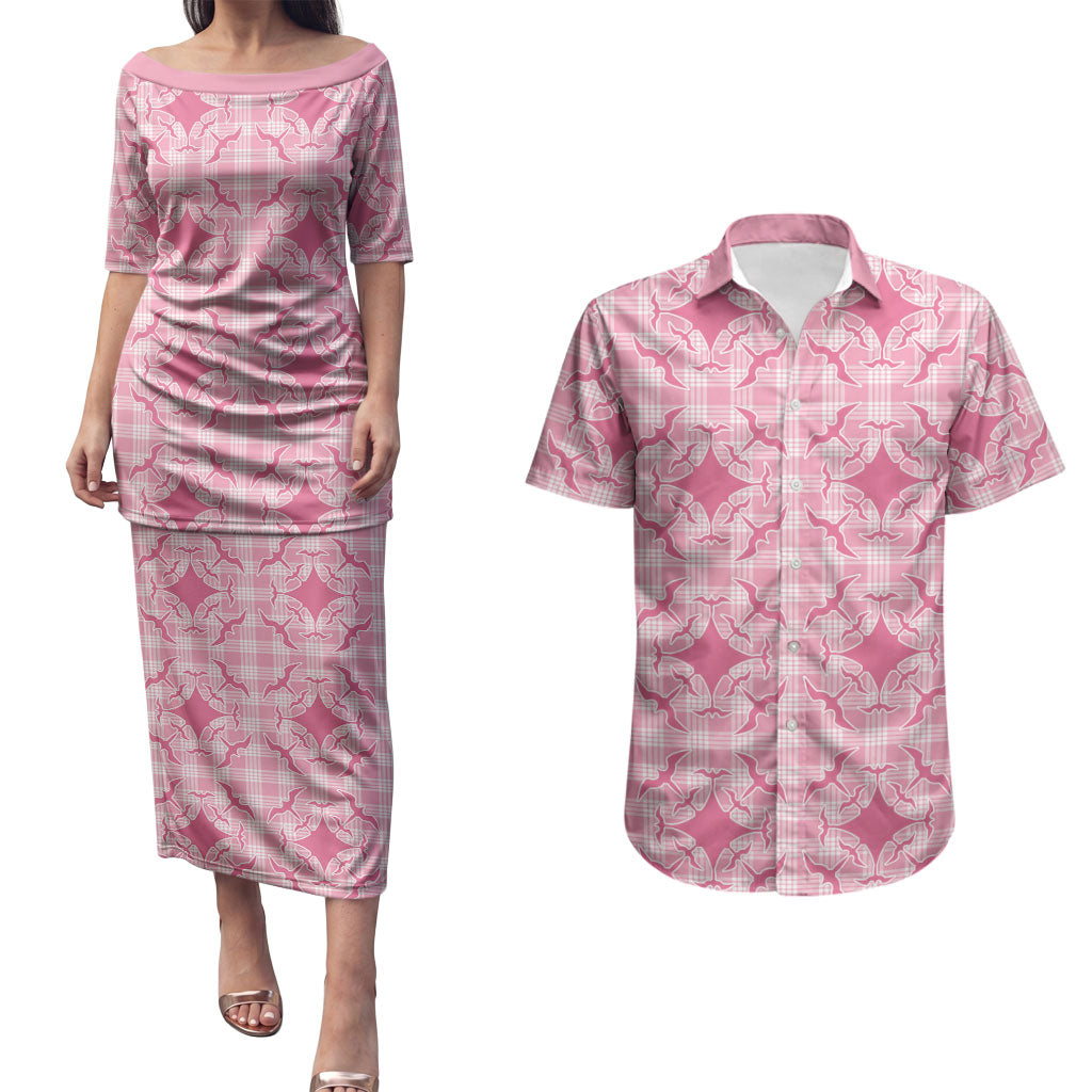 Alaka Hawaii Iwa Bird Palaka Motifs Couples Matching Puletasi and Hawaiian Shirt LT14 Pink - Polynesian Pride