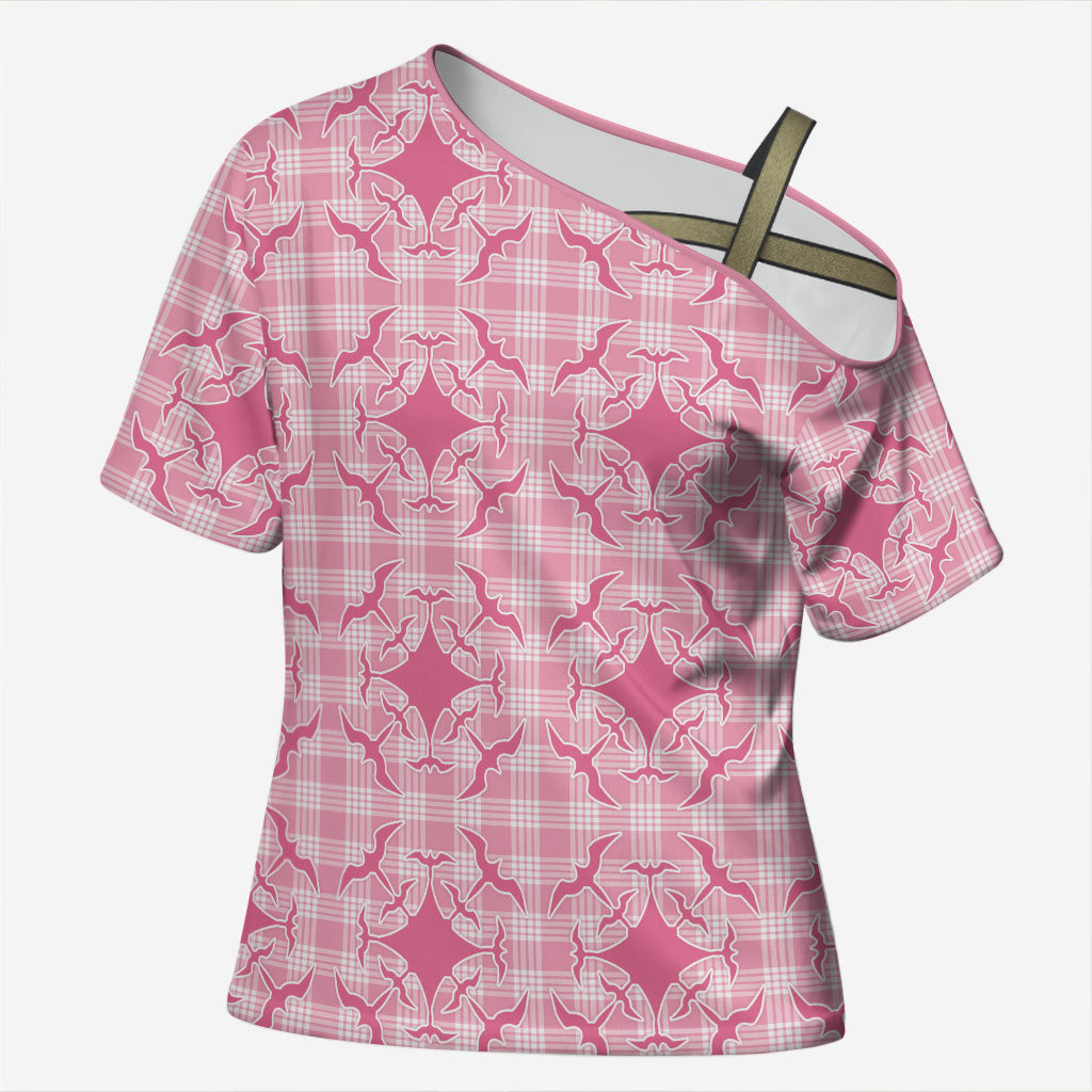 Alaka Hawaii Iwa Bird Palaka Motifs Cross Shoulder Shirt LT14 Female Pink - Polynesian Pride