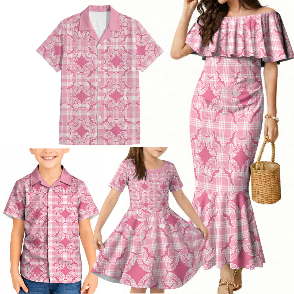 Alaka Hawaii Iwa Bird Palaka Motifs Family Matching Mermaid Dress and Hawaiian Shirt LT14 - Polynesian Pride