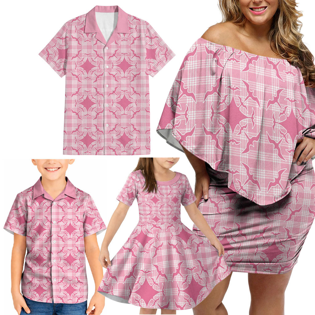 Alaka Hawaii Iwa Bird Palaka Motifs Family Matching Off Shoulder Short Dress and Hawaiian Shirt LT14 - Polynesian Pride