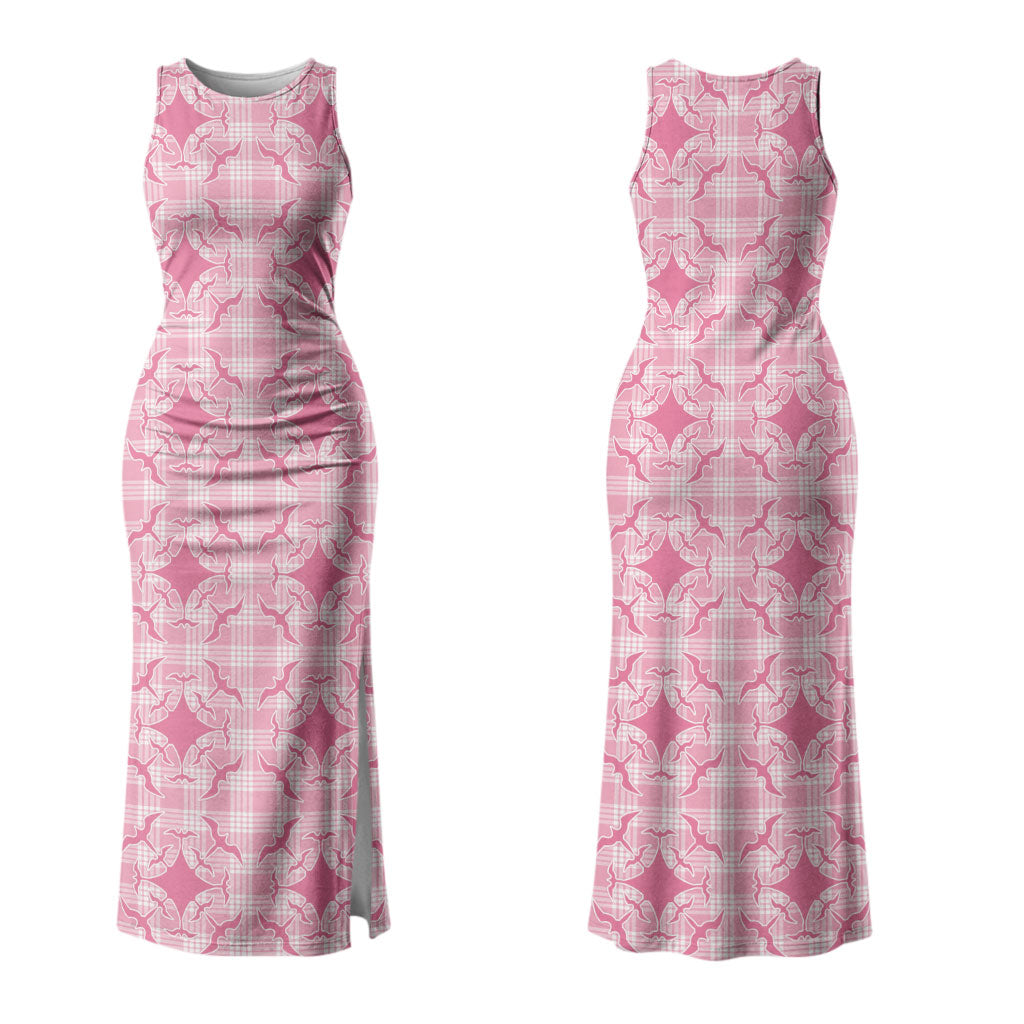Alaka Hawaii Iwa Bird Palaka Motifs Family Matching Tank Maxi Dress and Hawaiian Shirt LT14 Mom's Dress Pink - Polynesian Pride