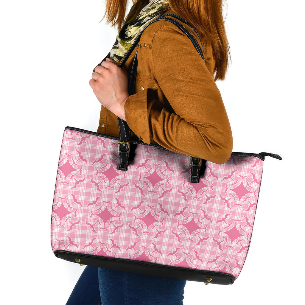 Alaka Hawaii Iwa Bird Palaka Motifs Leather Tote Bag LT14 Pink - Polynesian Pride