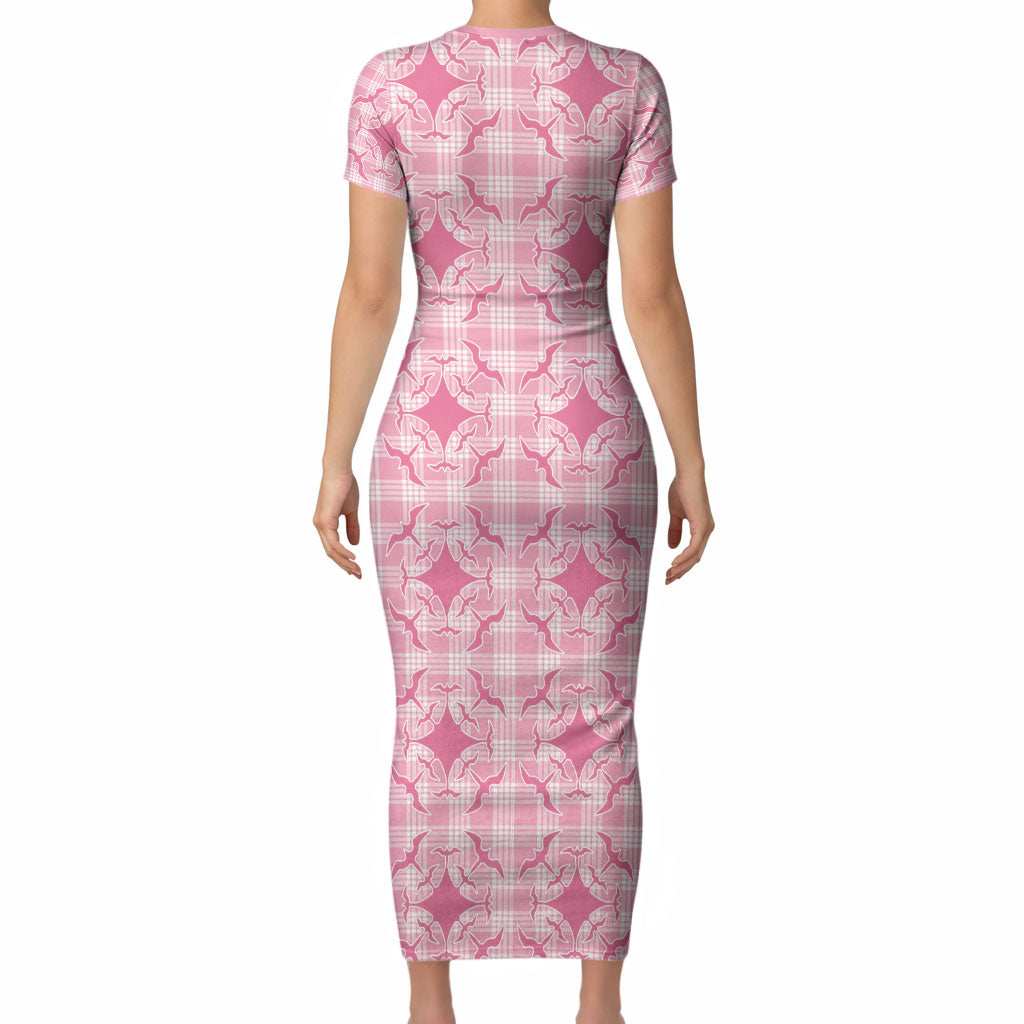 Alaka Hawaii Iwa Bird Palaka Motifs Short Sleeve Bodycon Dress LT14 - Polynesian Pride