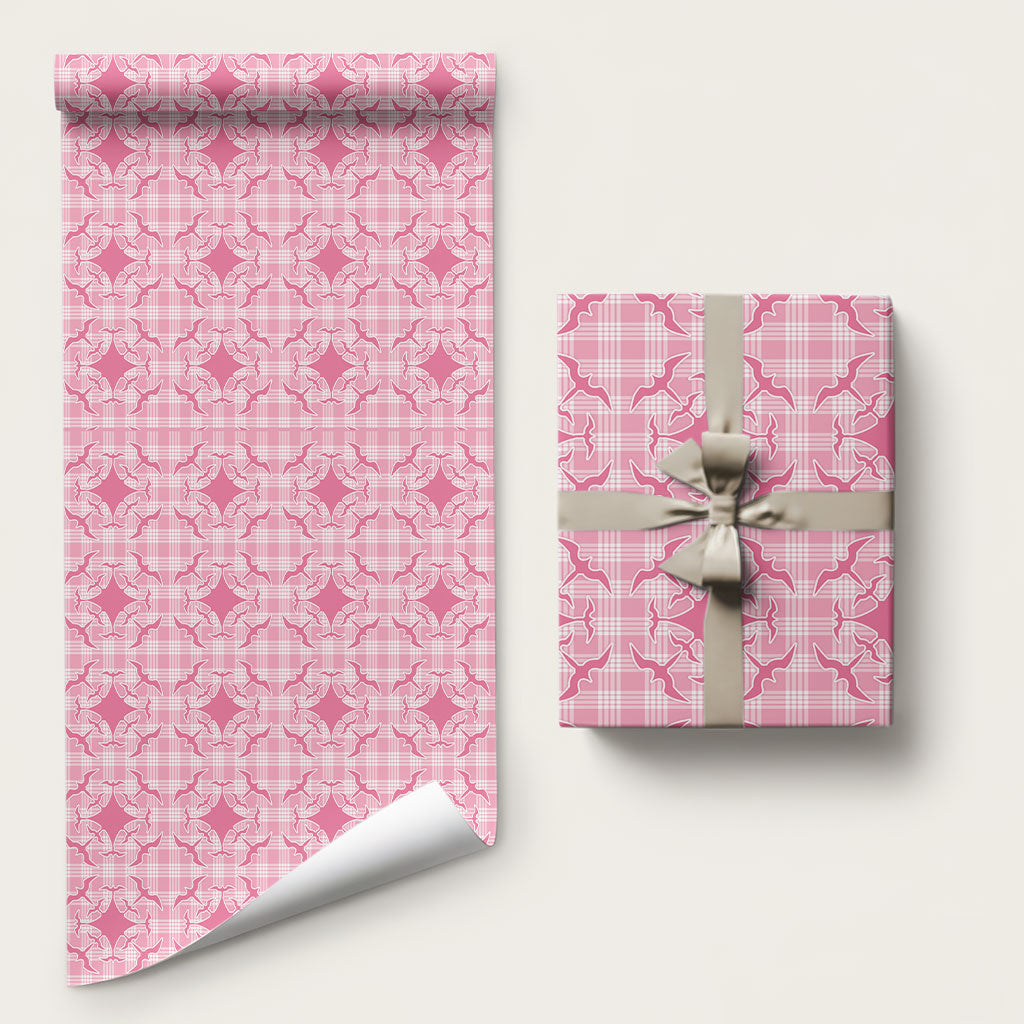 Alaka Hawaii Iwa Bird Palaka Motifs Wrapping Paper LT14 58" × 23" Pink - Polynesian Pride