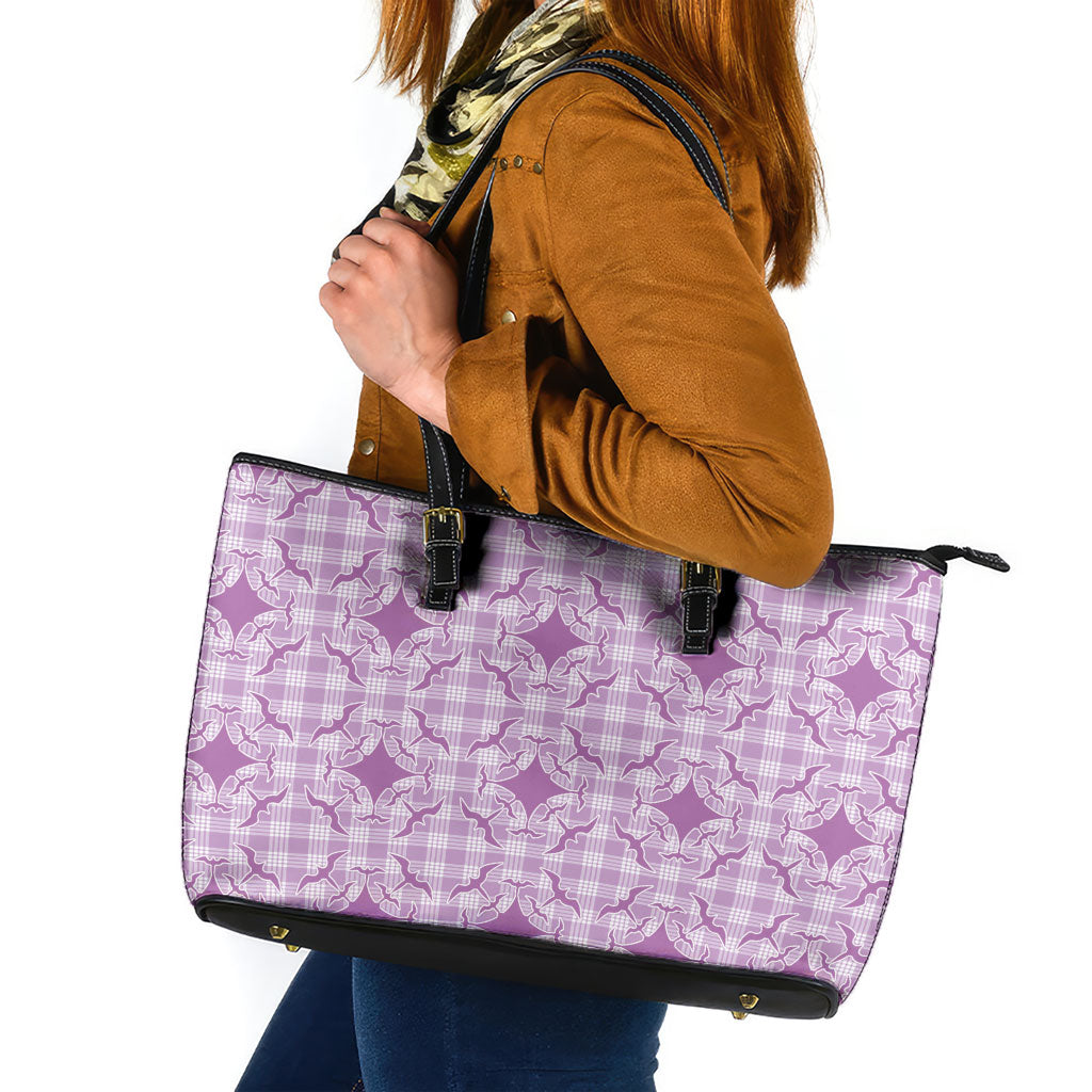 Poni Hawaii Iwa Bird Palaka Motifs Leather Tote Bag LT14 Purple - Polynesian Pride