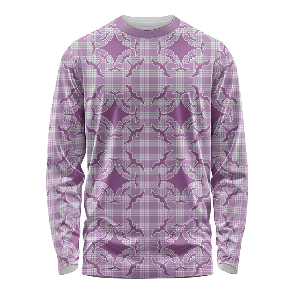 Poni Hawaii Iwa Bird Palaka Motifs Long Sleeve Shirt LT14 Unisex Purple - Polynesian Pride