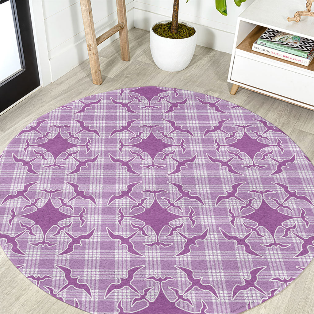 Poni Hawaii Iwa Bird Palaka Motifs Round Carpet LT14 Purple - Polynesian Pride