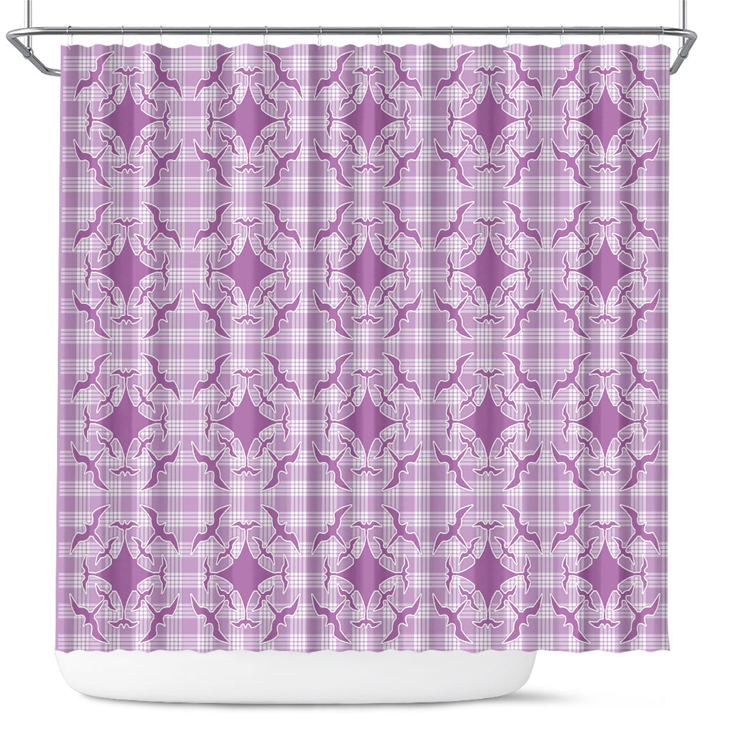 Poni Hawaii Iwa Bird Palaka Motifs Shower Curtain LT14 Purple - Polynesian Pride
