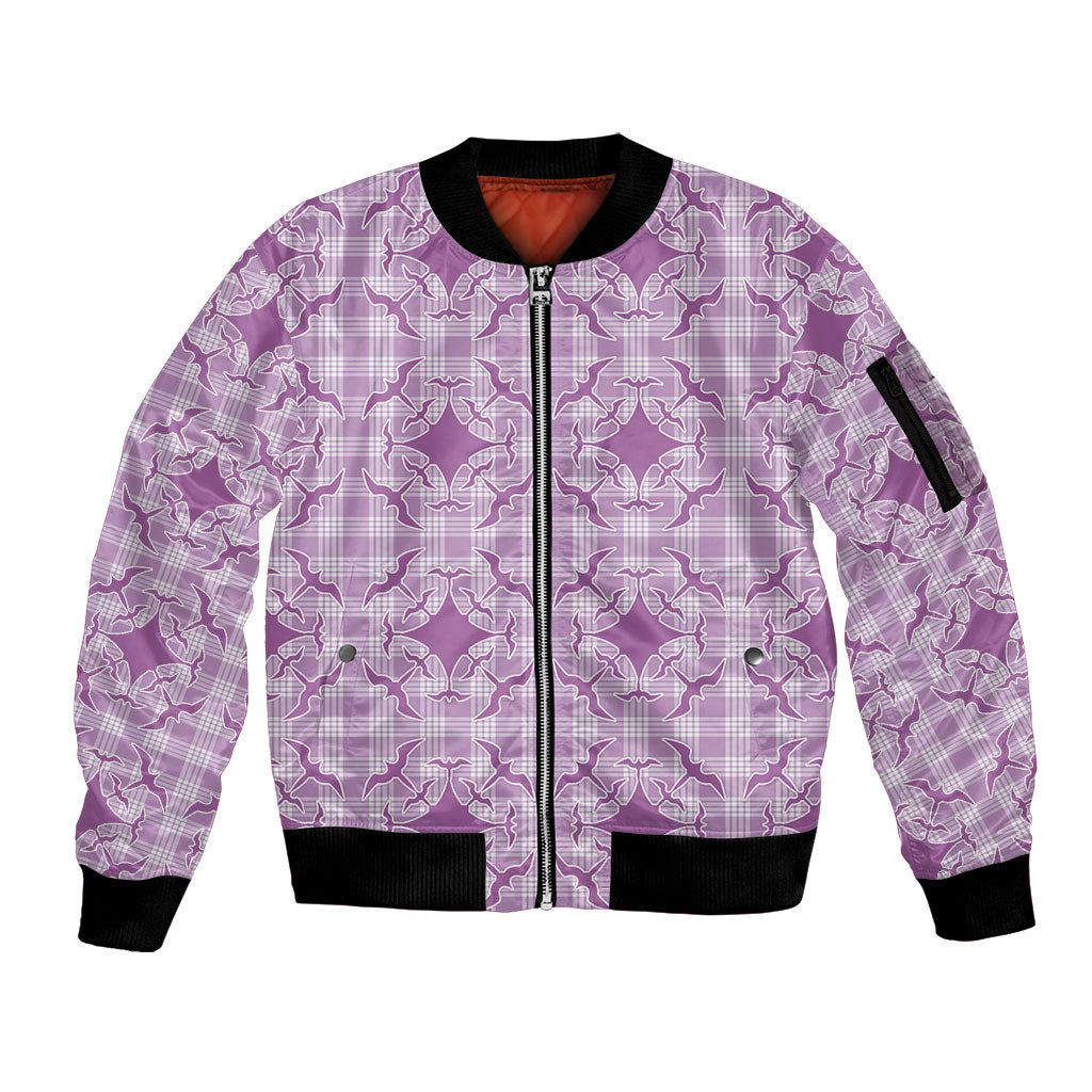 Poni Hawaii Iwa Bird Palaka Motifs Sleeve Zip Bomber Jacket LT14 Unisex Purple - Polynesian Pride
