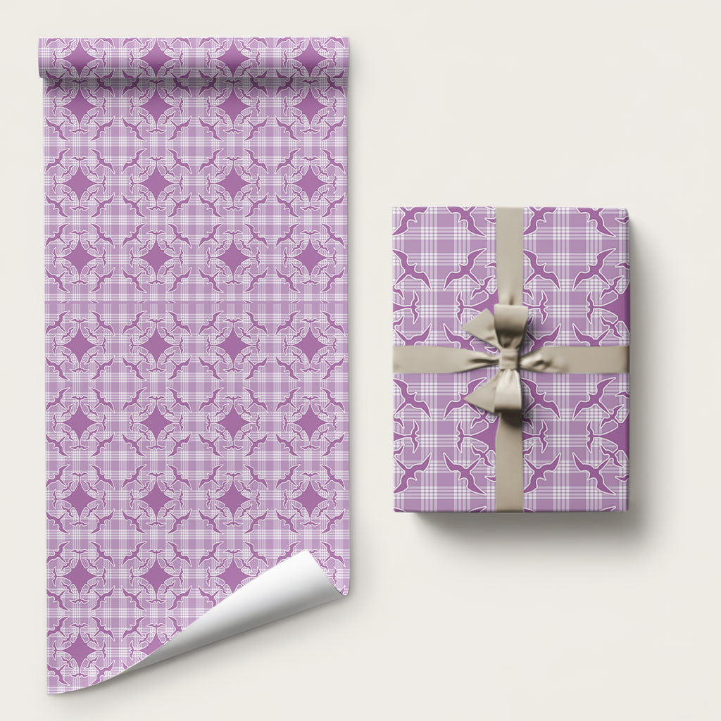 Poni Hawaii Iwa Bird Palaka Motifs Wrapping Paper LT14 58" × 23" Purple - Polynesian Pride