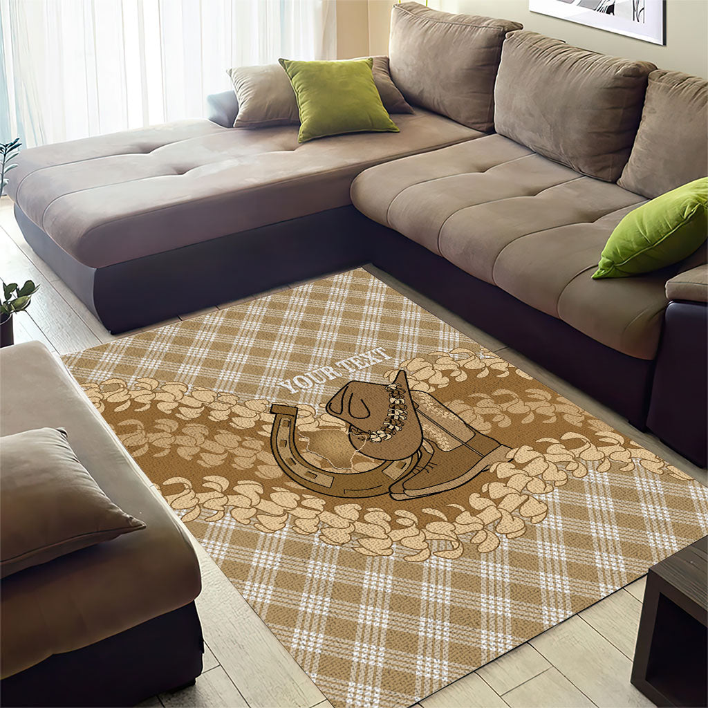 Makue Hawaii Cowboy Palaka Motifs Personalised Area Rug Paniolo Festival Puakenikeni Lei