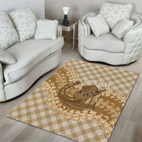 Makue Hawaii Cowboy Palaka Motifs Personalised Area Rug Paniolo Festival Puakenikeni Lei