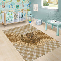 Makue Hawaii Cowboy Palaka Motifs Personalised Area Rug Paniolo Festival Puakenikeni Lei