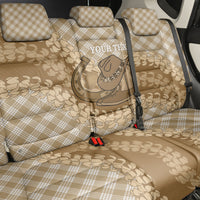 Makue Hawaii Cowboy Palaka Motifs Personalised Back Car Seat Cover Paniolo Festival Puakenikeni Lei LT14 - Polynesian Pride