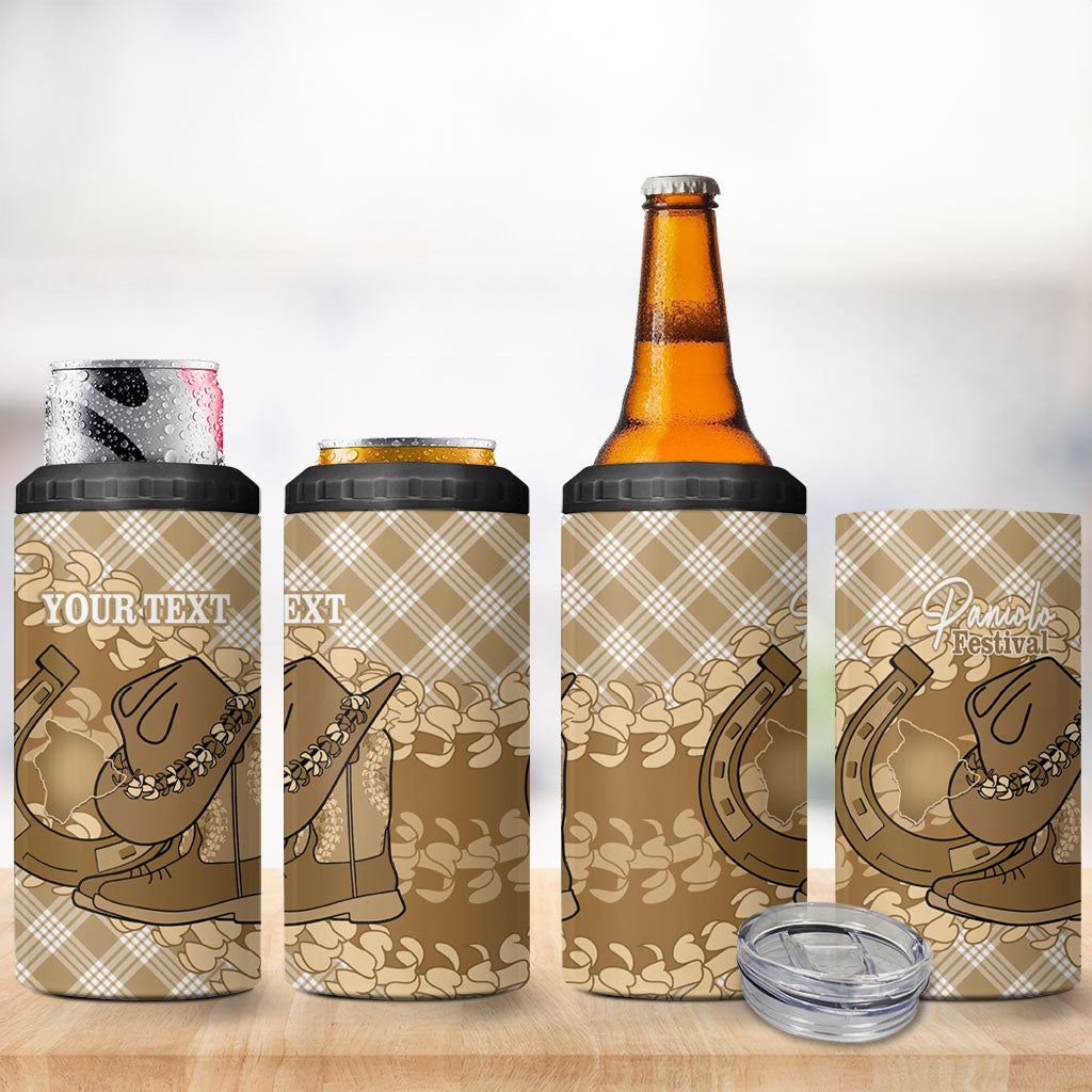 Makue Hawaii Cowboy Palaka Motifs Personalised 4 in 1 Can Cooler Tumbler Paniolo Festival Puakenikeni Lei LT14 - Polynesian Pride
