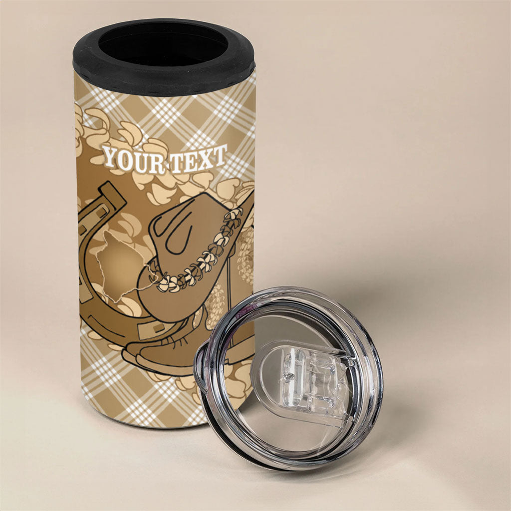 Makue Hawaii Cowboy Palaka Motifs Personalised 4 in 1 Can Cooler Tumbler Paniolo Festival Puakenikeni Lei LT14 - Polynesian Pride