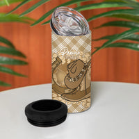 Makue Hawaii Cowboy Palaka Motifs Personalised 4 in 1 Can Cooler Tumbler Paniolo Festival Puakenikeni Lei LT14 - Polynesian Pride