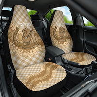 Makue Hawaii Cowboy Palaka Motifs Personalised Car Seat Cover Paniolo Festival Puakenikeni Lei LT14 One Size Brown - Polynesian Pride