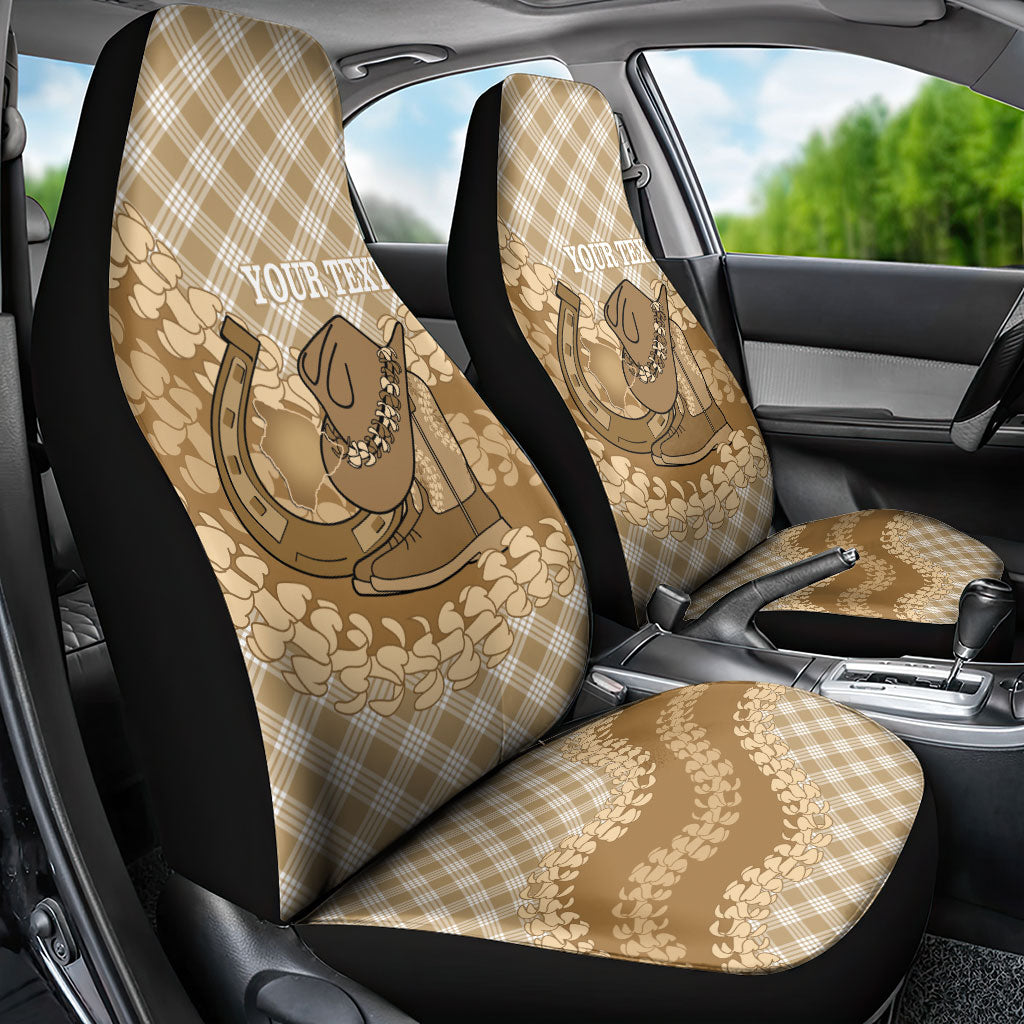 Makue Hawaii Cowboy Palaka Motifs Personalised Car Seat Cover Paniolo Festival Puakenikeni Lei LT14 - Polynesian Pride