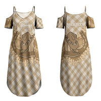 Makue Hawaii Cowboy Palaka Motifs Personalised Couples Matching Summer Maxi Dress and Hawaiian Shirt Paniolo Festival Puakenikeni Lei LT14 - Polynesian Pride