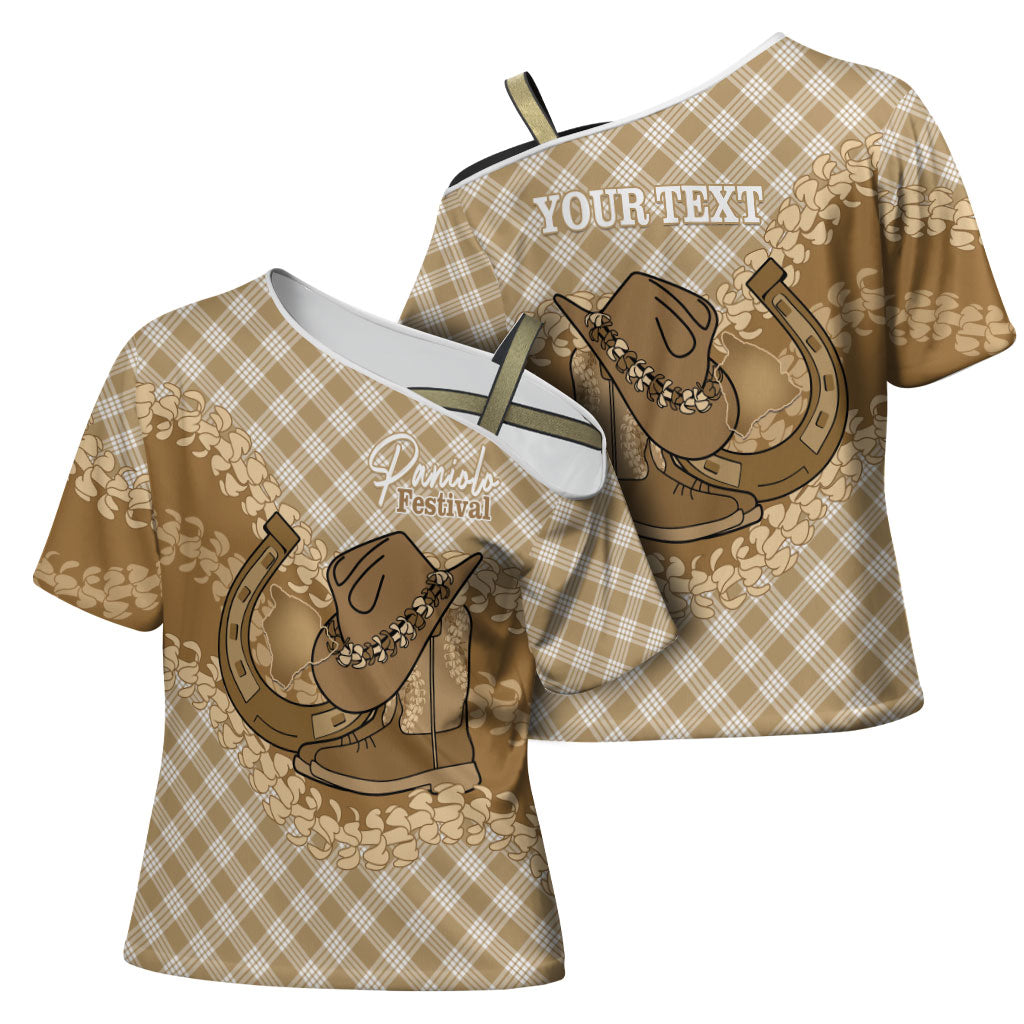 Makue Hawaii Cowboy Palaka Motifs Personalised Cross Shoulder Shirt Paniolo Festival Puakenikeni Lei LT14 - Polynesian Pride