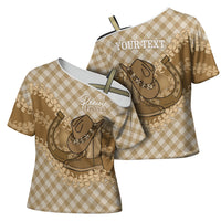 Makue Hawaii Cowboy Palaka Motifs Personalised Cross Shoulder Shirt Paniolo Festival Puakenikeni Lei LT14 - Polynesian Pride